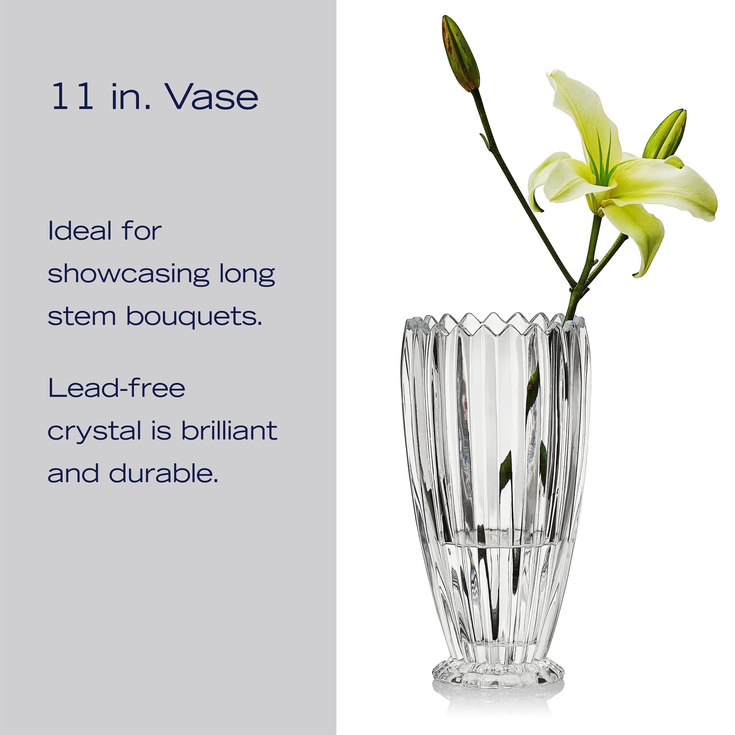 Mikasa Estate vase unique angles reflect light for dramatic table presentations.