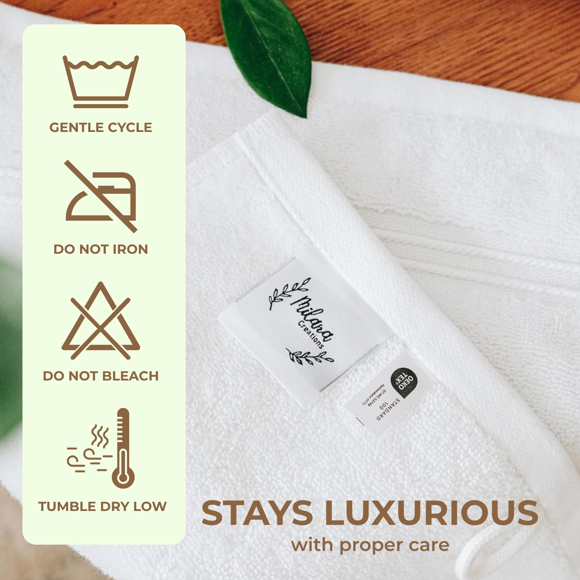 Double-stitched edges on Milara wash cloths for durability