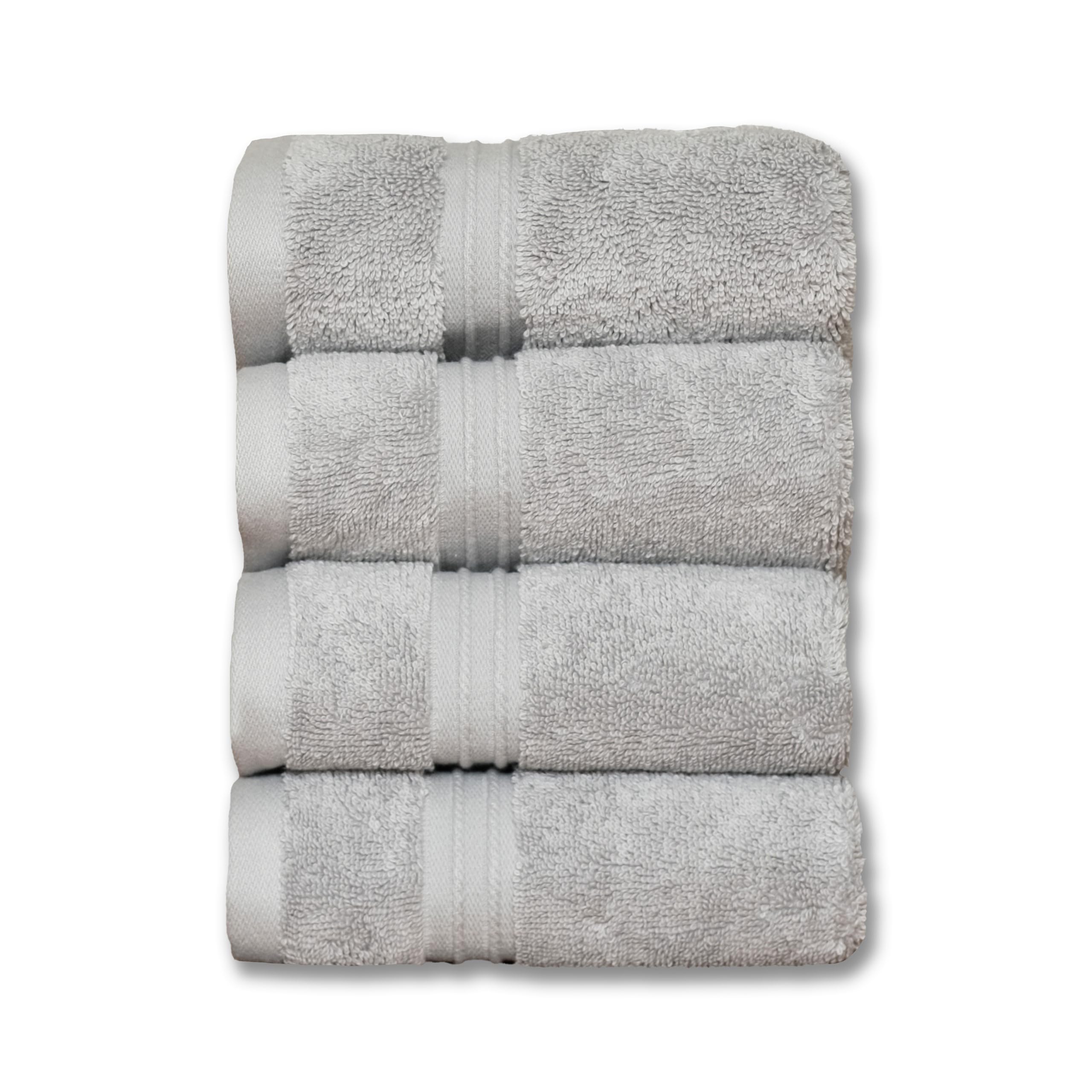 Milara wash cloths in silver gray with hanging loops for quick drying.