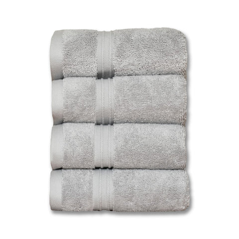 Milara wash cloths in silver gray with hanging loops for quick drying.