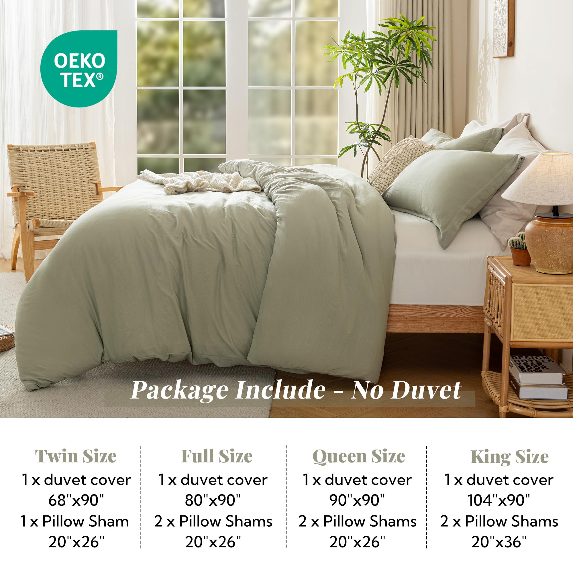MILDLY three-piece set includes queen cover and two pillow shams for a coordinated look.