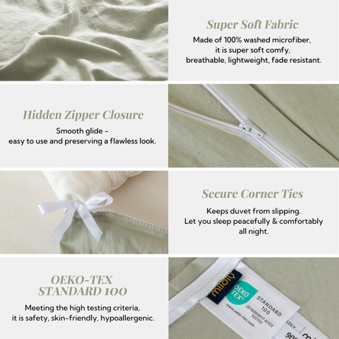 MILDLY corner ties keep the duvet insert in place for uninterrupted sleep.