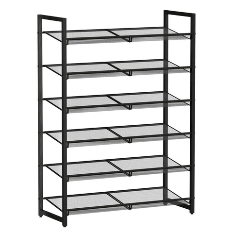 MILEFA six-tier metal shoe rack frame for organized closet storage.