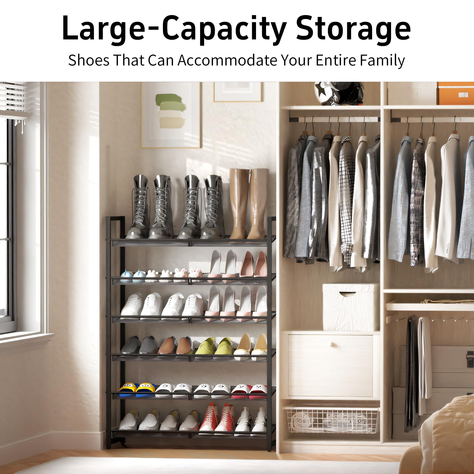 MILEFA sturdy shelves support up to 40 lb per level.