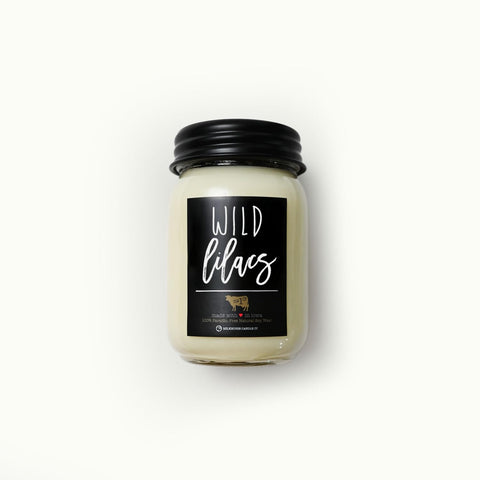 Milkhouse Candle Company Wild Lilacs wax closeup highlights soy formula