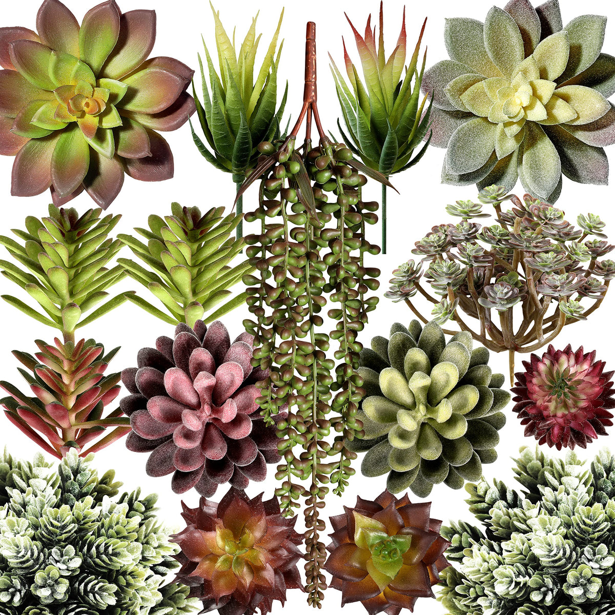 Miltonson artificial succulents assorted 16-pack for versatile home decor.