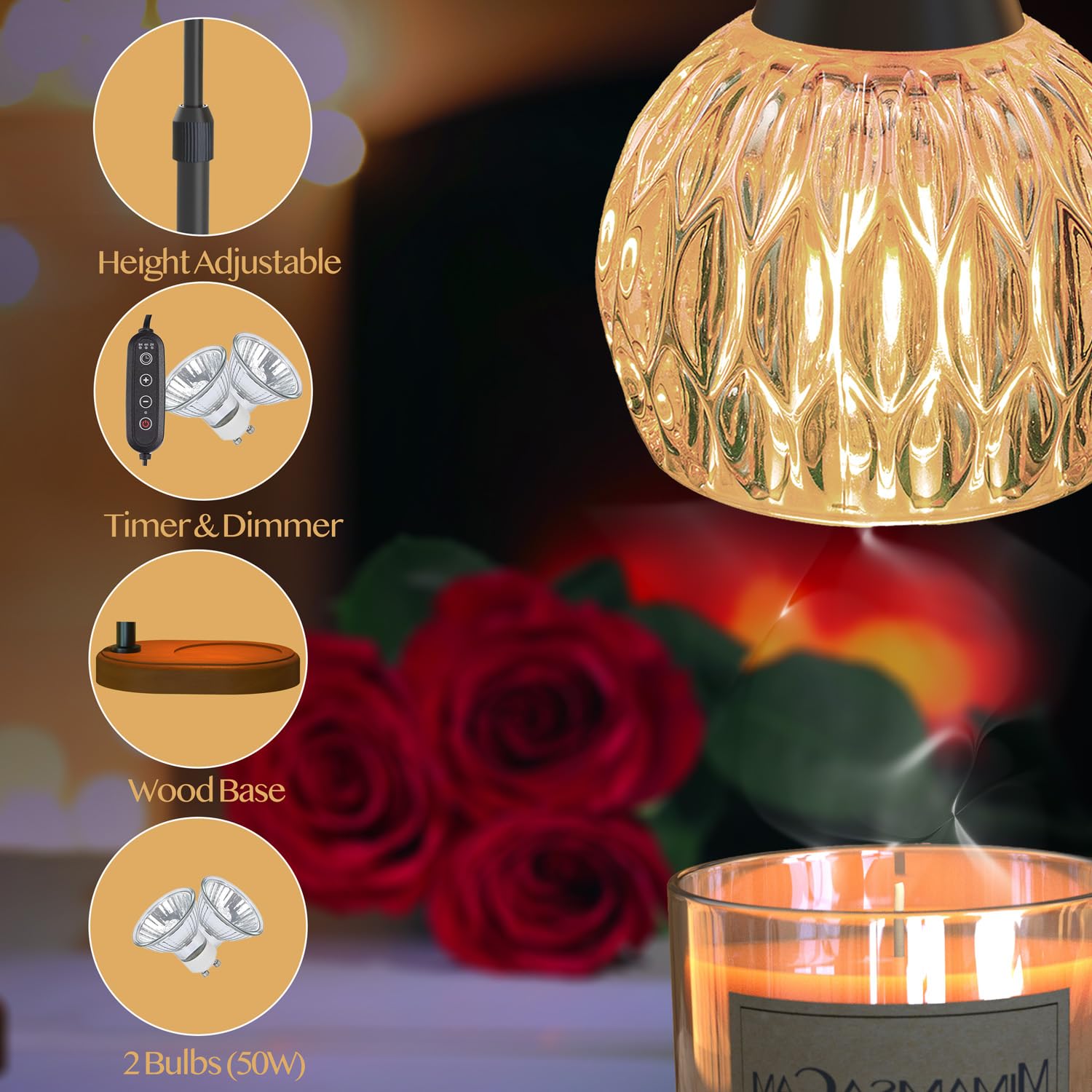 MimamsaCam fits large Yankee Candle jars for easy setup.