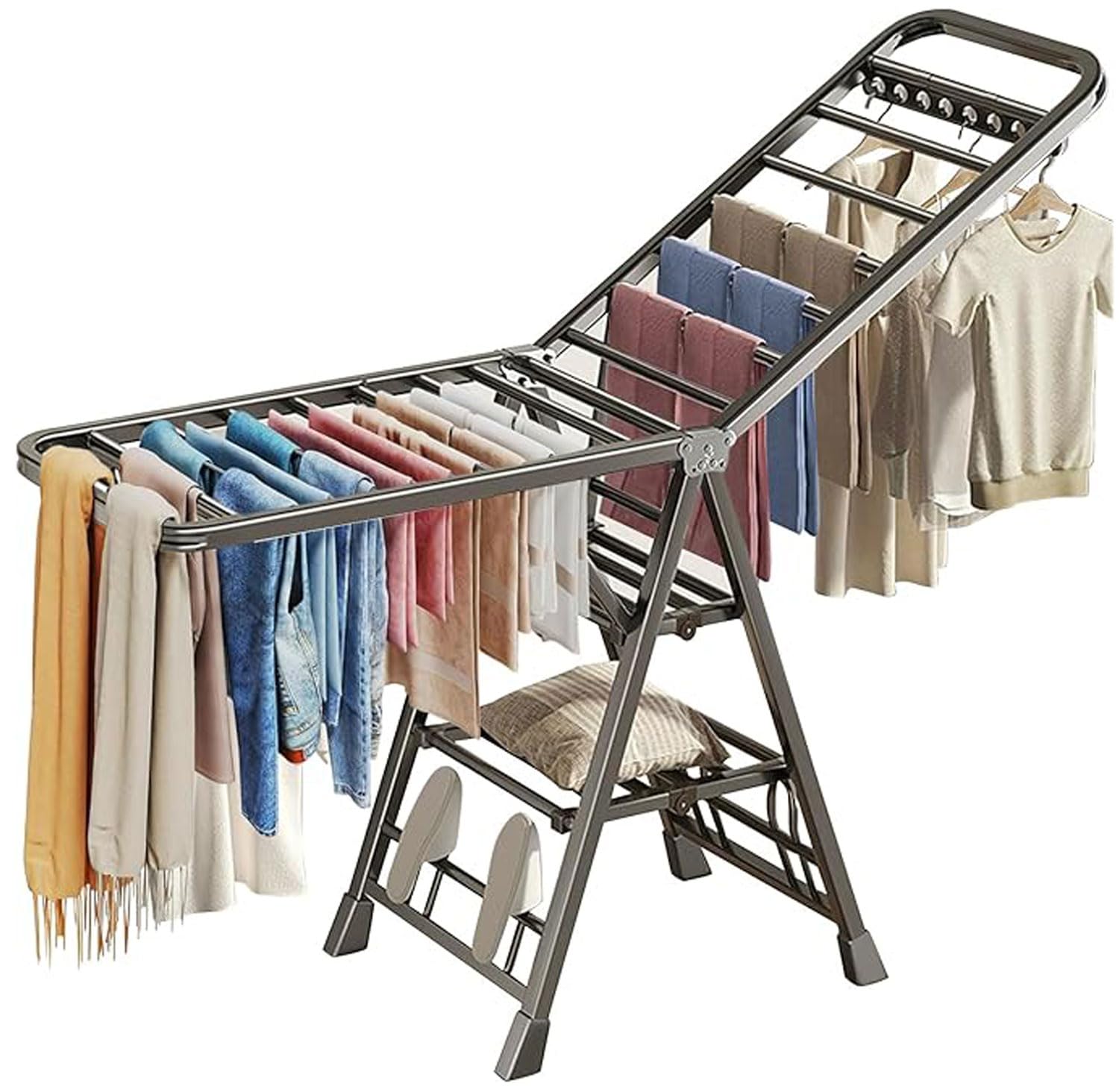 Mimiblack 70.8-inch drying rack assembly showing ample drying space.