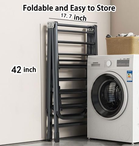Mimiblack indoor/outdoor drying rack ready for towels and bedding.