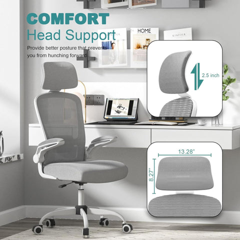 Mimoglad office chair featuring flip up armrests for flexible setup.