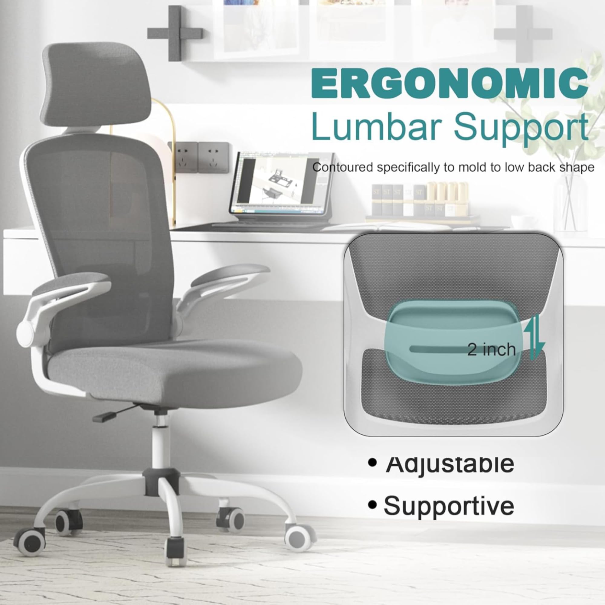 Mimoglad office chair with adjustable headrest for personalized comfort.