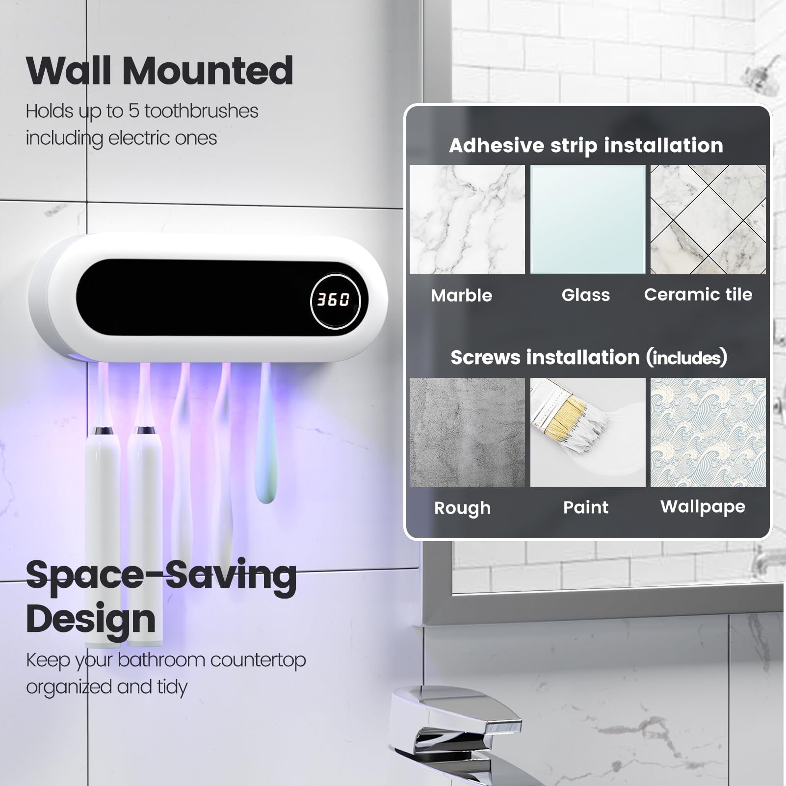 MIMORE adhesive strips and screws enable secure wall mounting