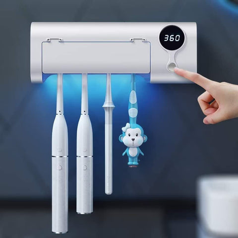 MIMORE toothbrush holder wall-mount with four slots for neat bathroom organization.