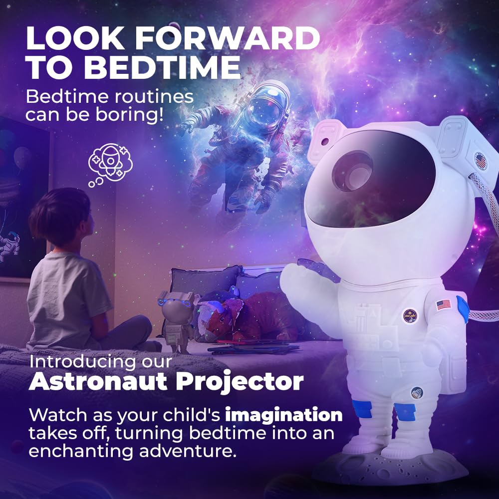 Mind-Glowing Spaceman Projector with remote control enables easy night setup