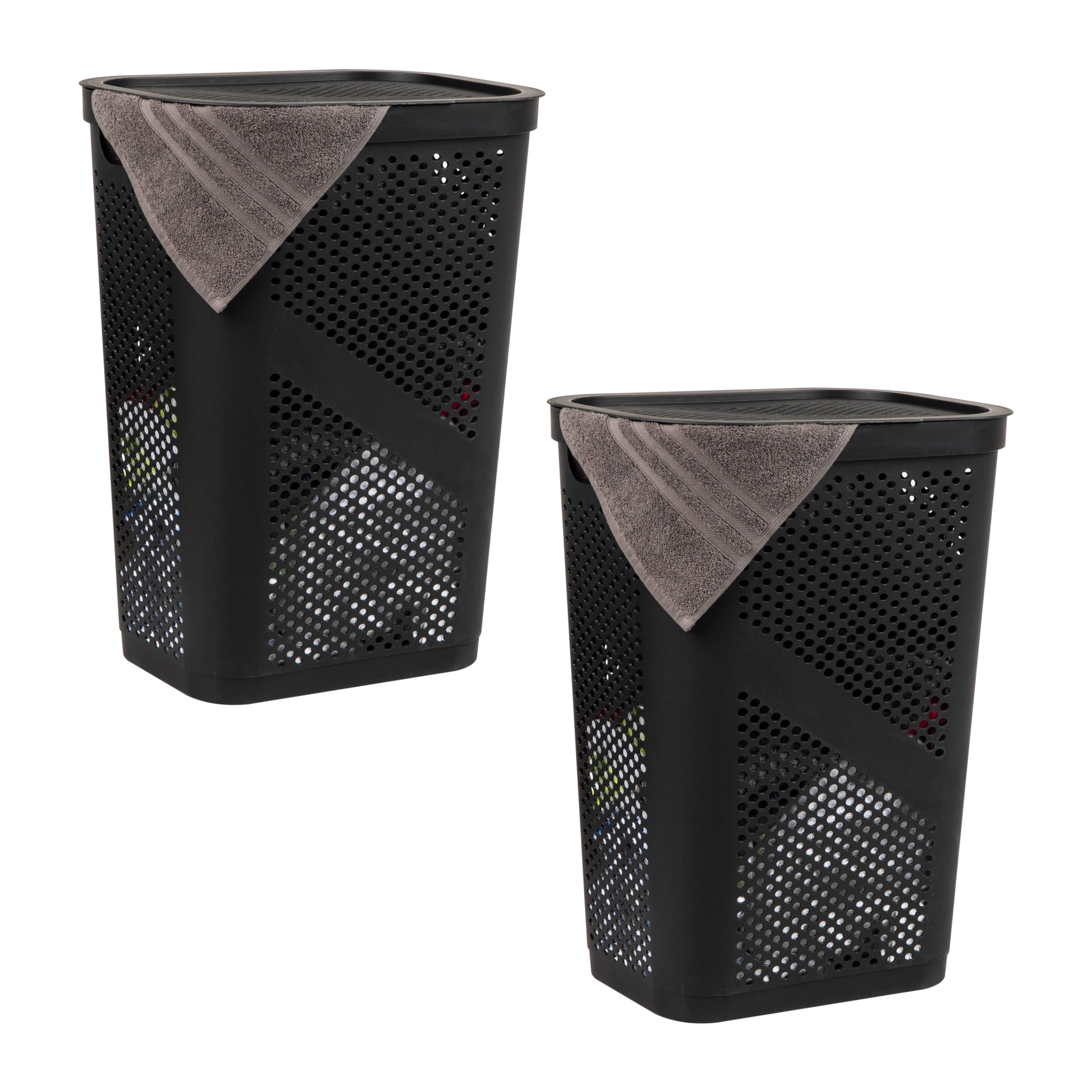 Mind Reader 60L slim laundry hamper with lid keeps laundry discreet and easy to move.