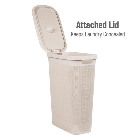Mind Reader cut-out handles provide comfortable grip for quick trips to the laundry.