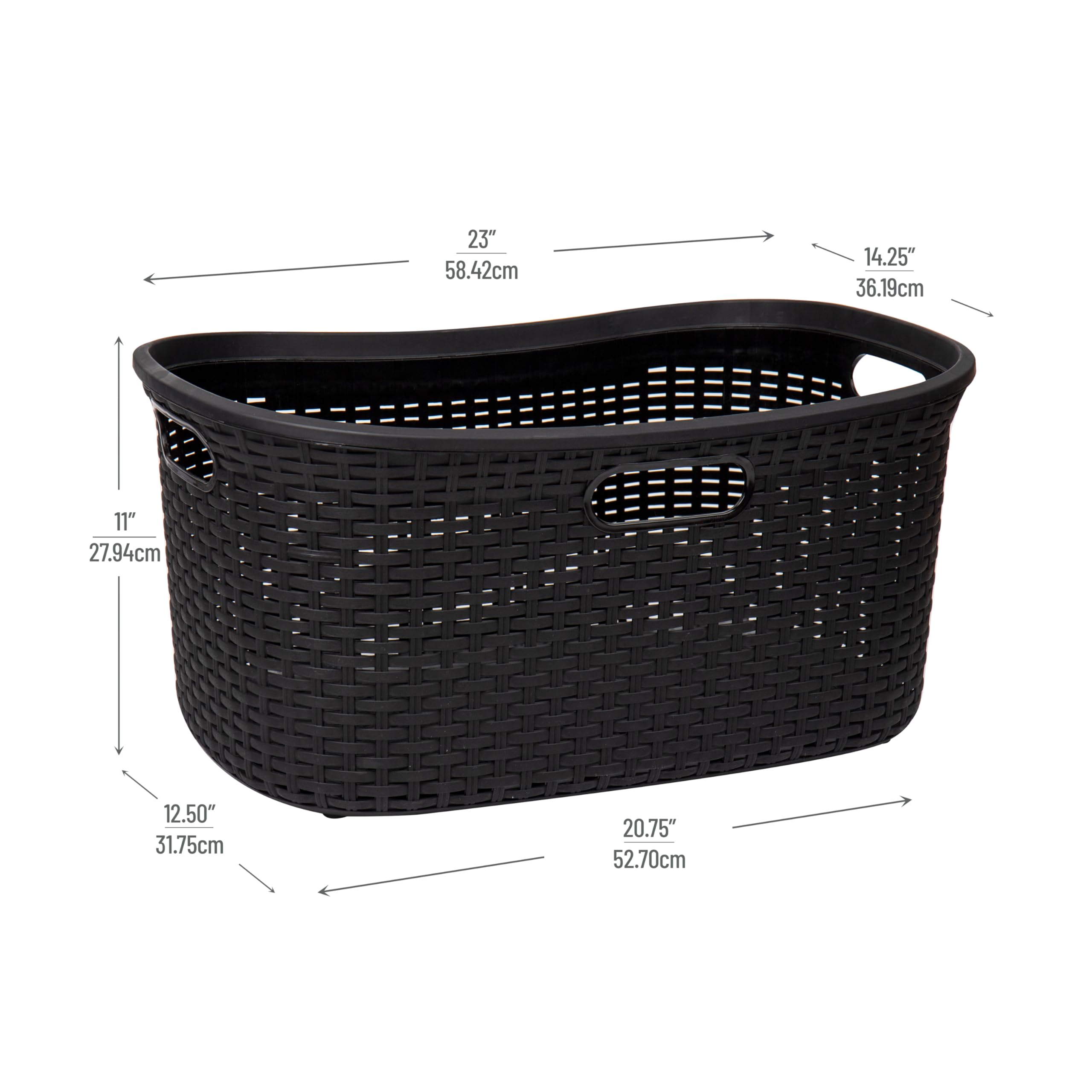 Mind Reader laundry basket with integrated handles for easy lifting and moving