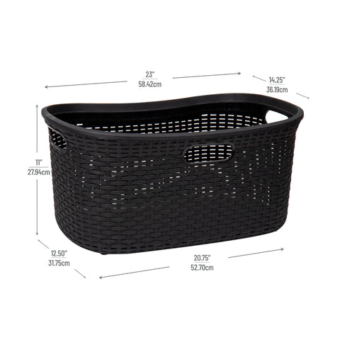 Mind Reader laundry basket with integrated handles for easy lifting and moving