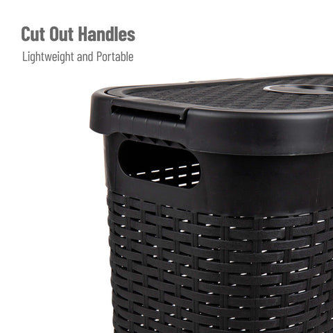 Mind Reader lid conceals laundry and reduces visible clutter in small spaces.