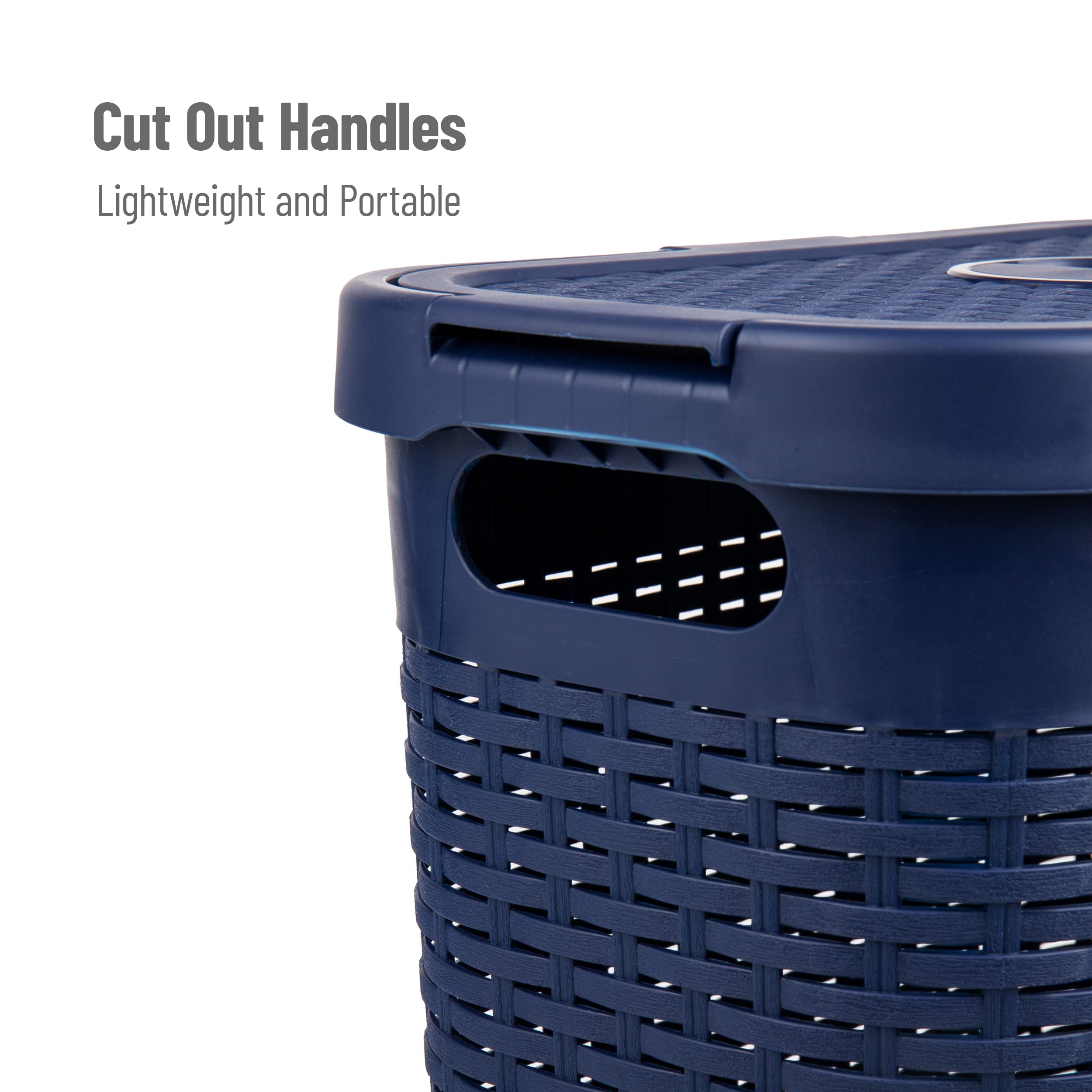 Mind Reader lightweight plastic hamper for everyday use with built-in handles.