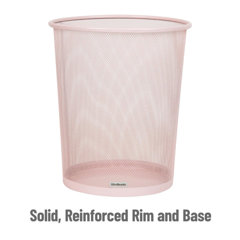 Mind Reader pink mesh trash can 16L capacity suitable for daily office waste