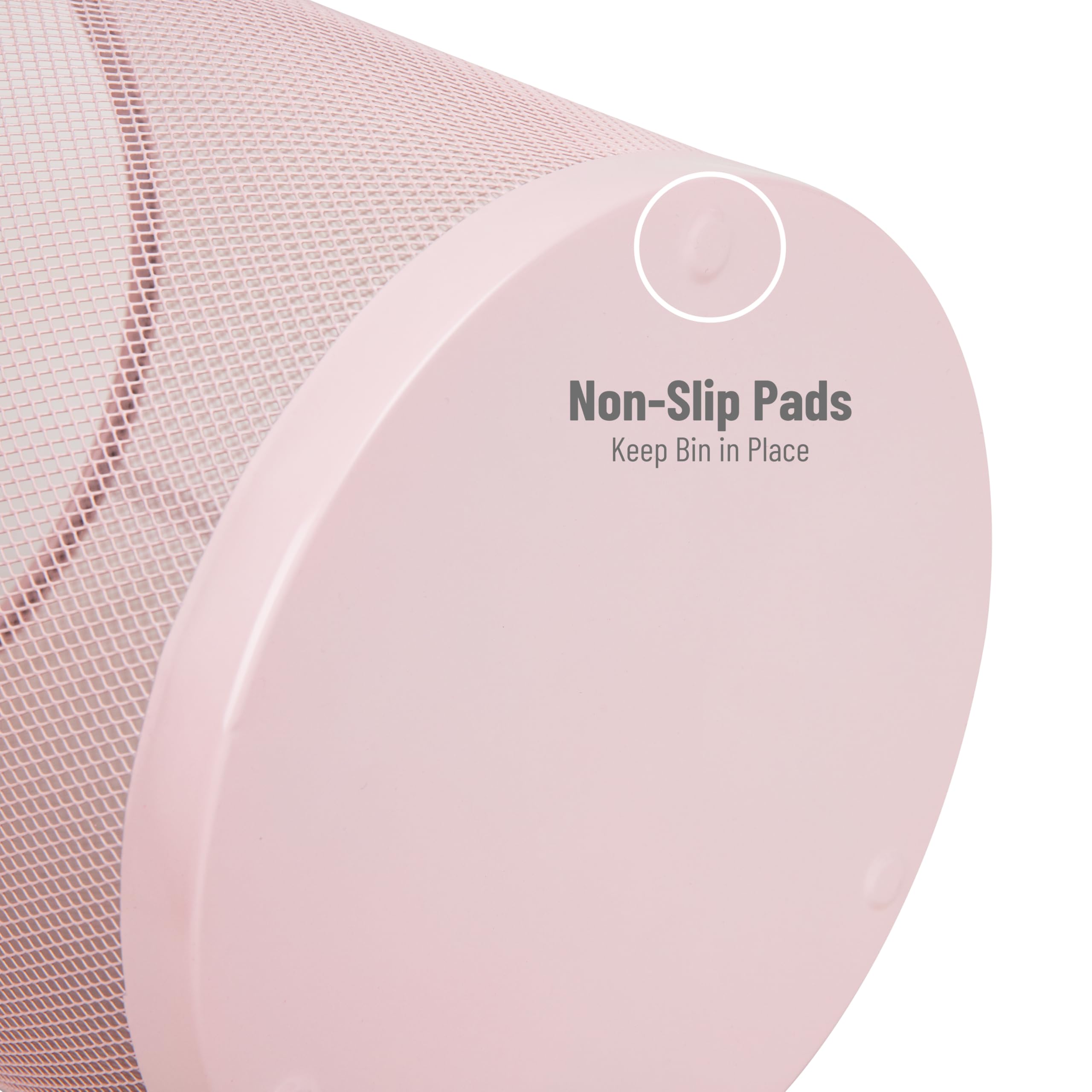 Mind Reader pink mesh trash can under desk fit for small spaces