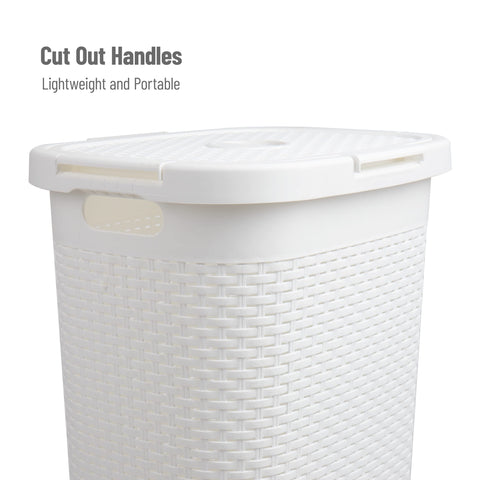 Mind Reader open cutout wicker pattern promotes airflow while keeping contents visible from outside.