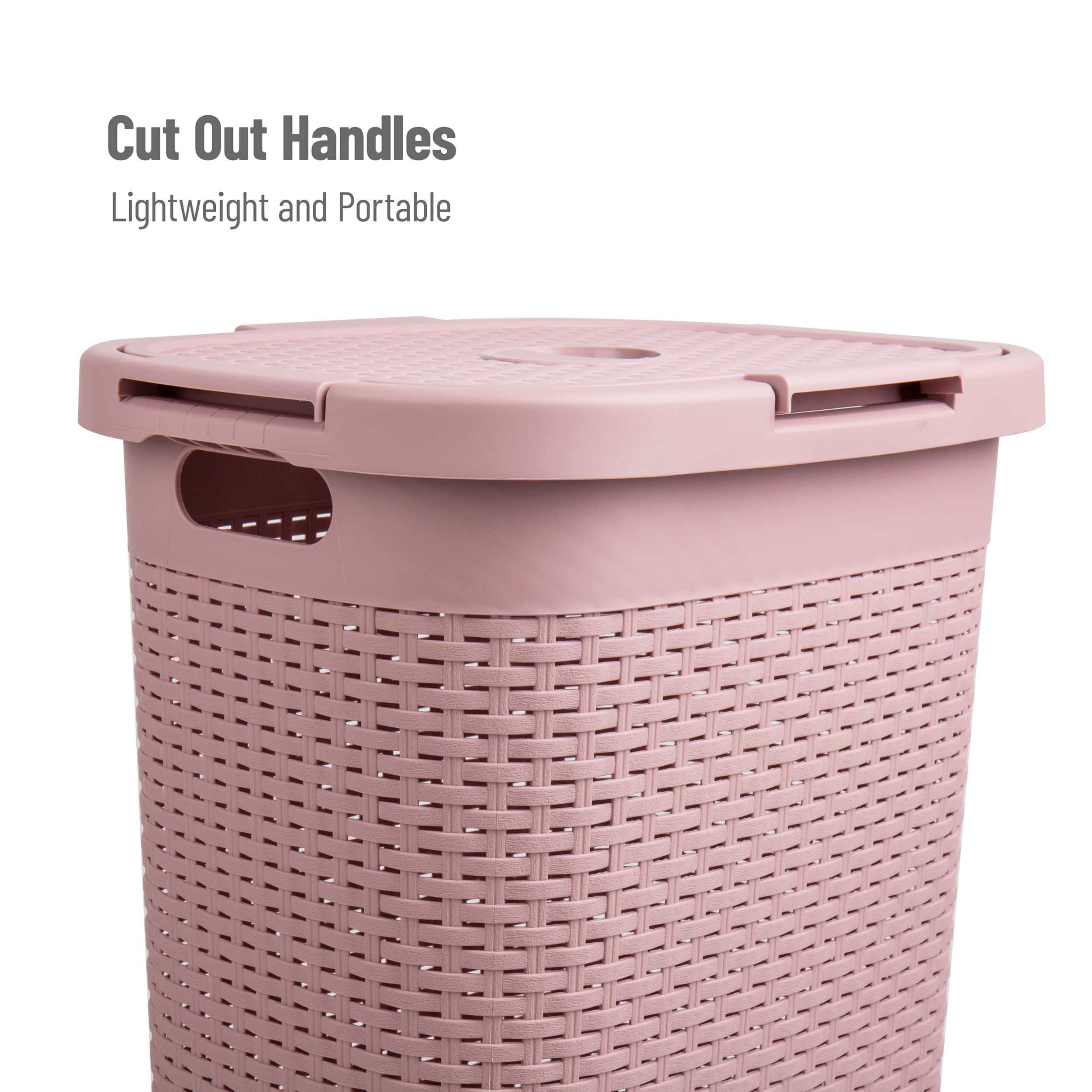 Mind Reader Slim Hamper 60L capacity ideal for daily clothing and towels.