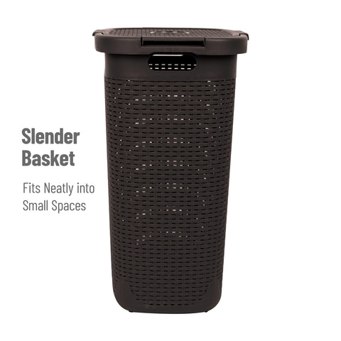 Mind Reader Slim Laundry Hamper 60L capacity suitable for clothes and towels.