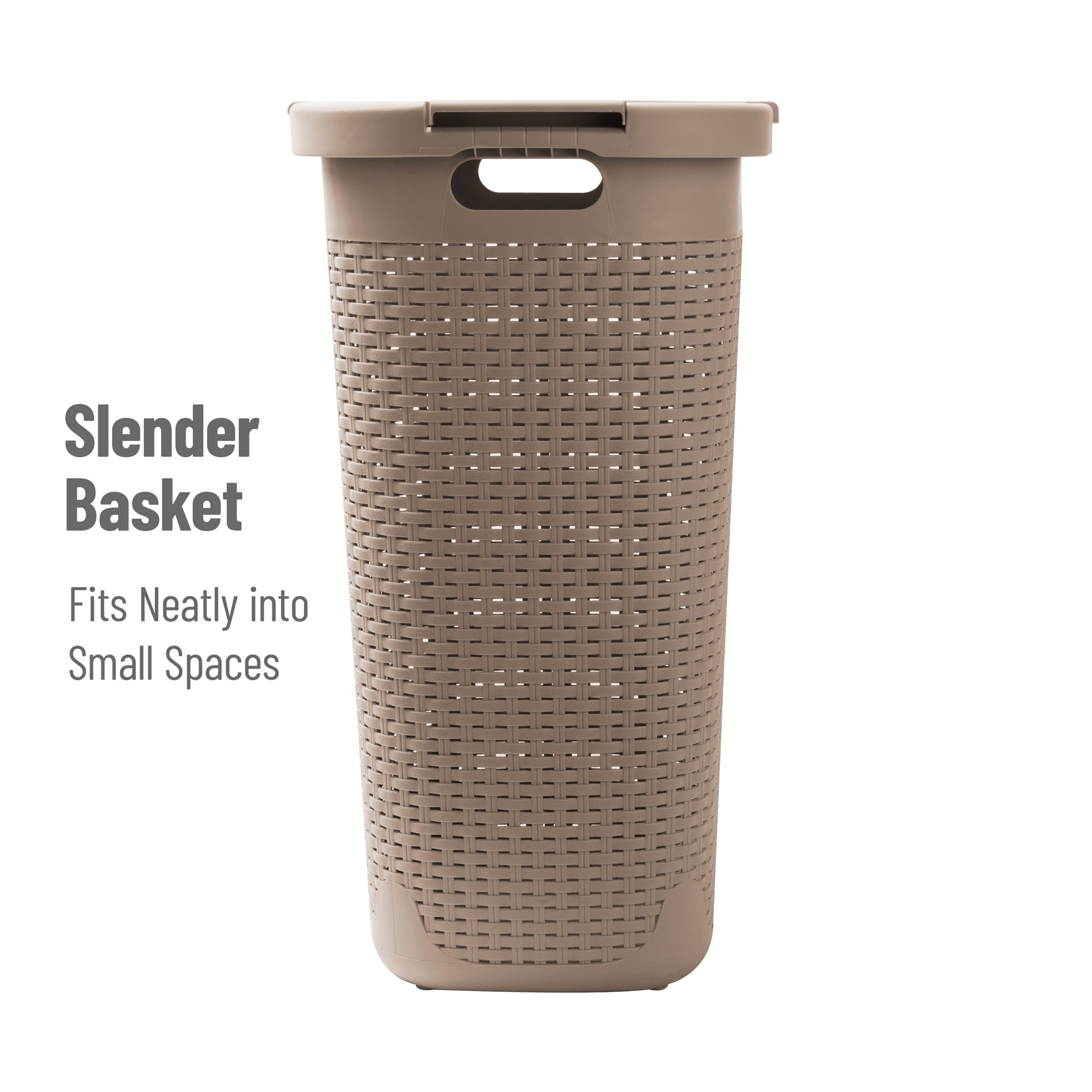 Mind Reader stylish tan hamper with integrated handles for easy carrying
