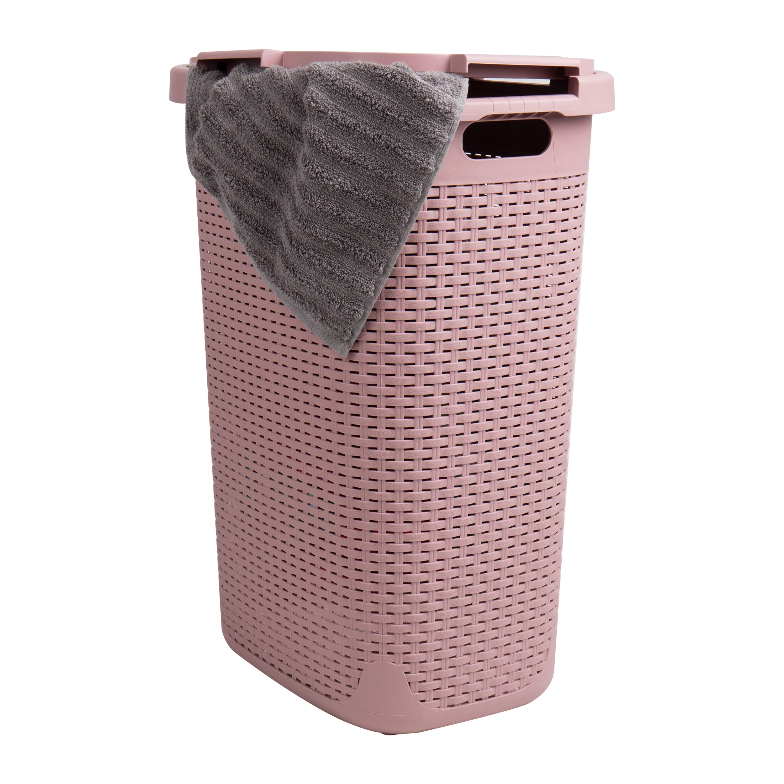 Mind Reader Slim Hamper lid closed for discreet laundry storage.