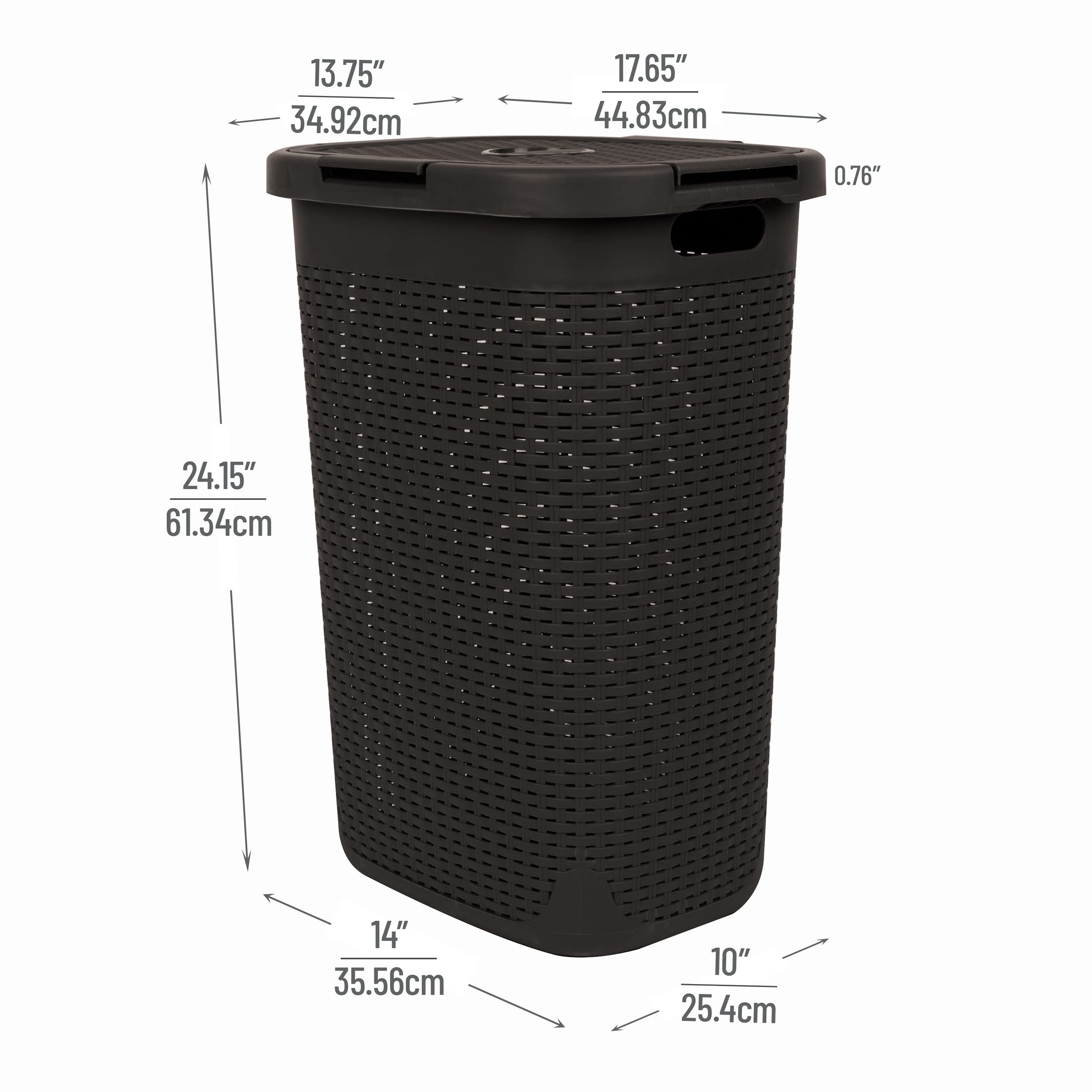 Mind Reader Slim Laundry Hamper lid closed for discreet laundry containment.