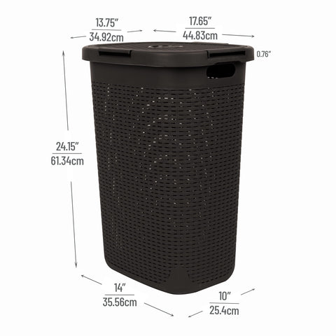 Mind Reader Slim Laundry Hamper lid closed for discreet laundry containment.