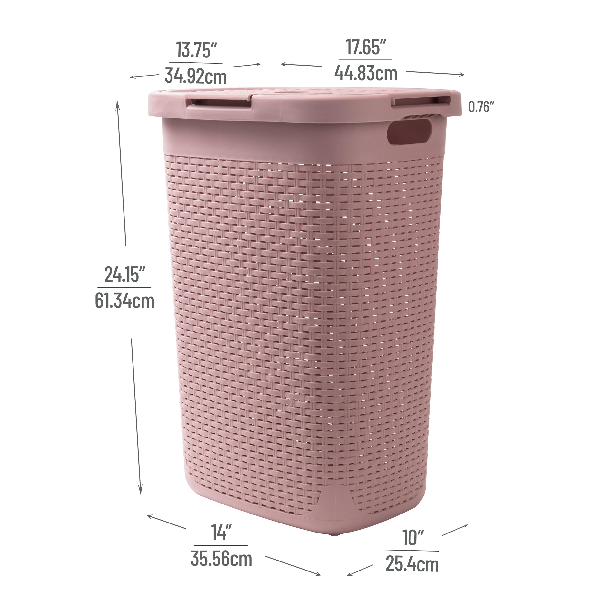 Mind Reader Slim Hamper narrow base demonstrates tapered design for corners.