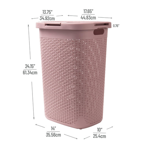Mind Reader Slim Hamper narrow base demonstrates tapered design for corners.