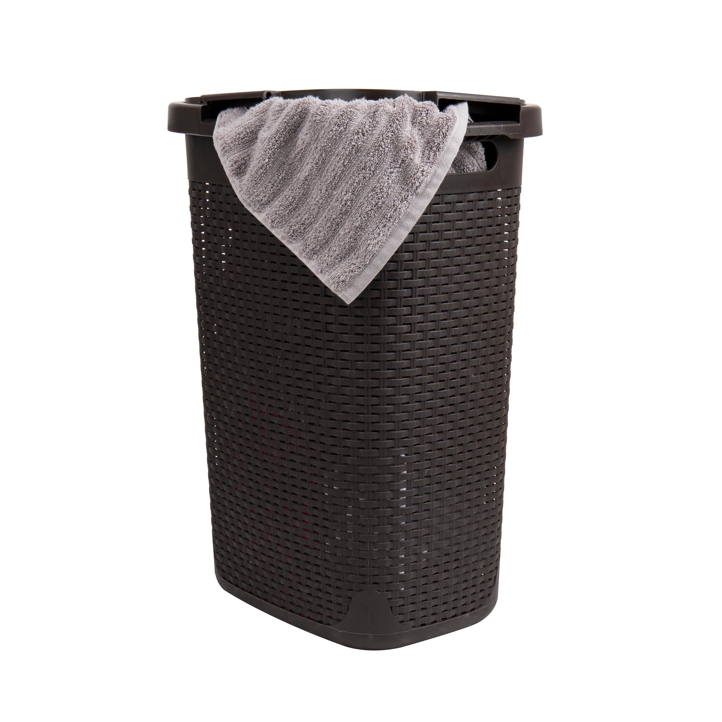 Mind Reader Slim Laundry Hamper top view showing tapered design for tight spaces.