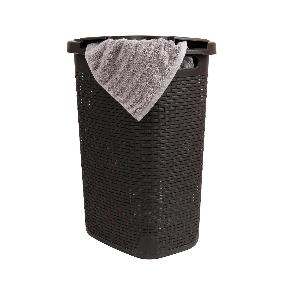 Mind Reader Slim Laundry Hamper top view showing tapered design for tight spaces.