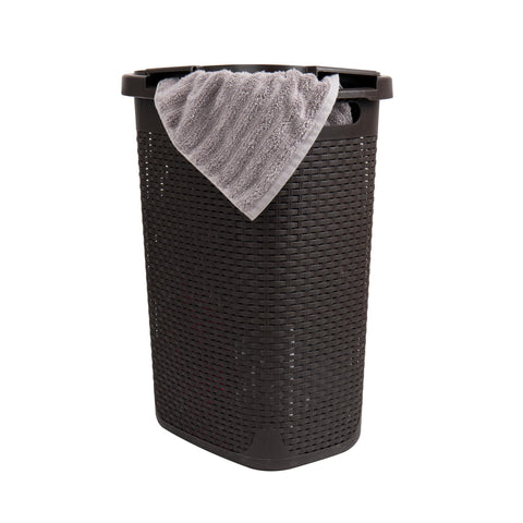 Mind Reader Slim Laundry Hamper top view showing tapered design for tight spaces.