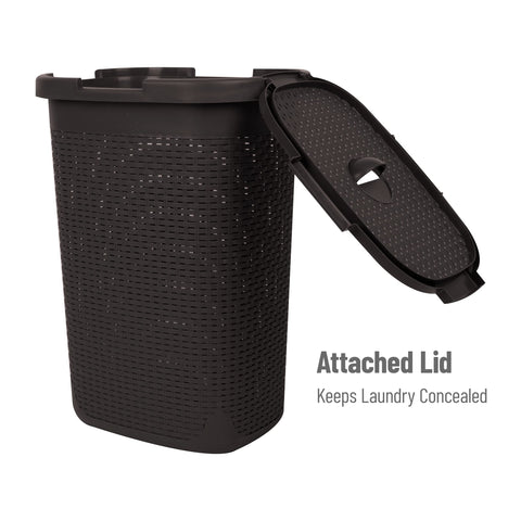 Mind Reader Slim Laundry Hamper open cutout pattern promotes airflow and odor control.