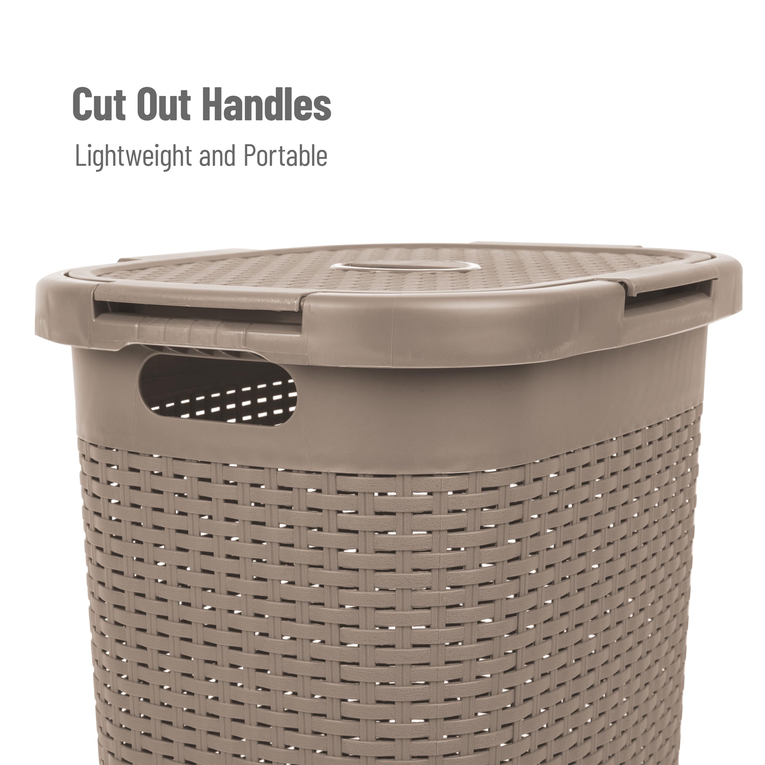 Mind Reader hamper features open cutout wicker pattern promoting airflow