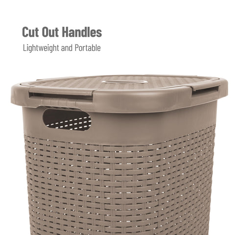 Mind Reader hamper features open cutout wicker pattern promoting airflow