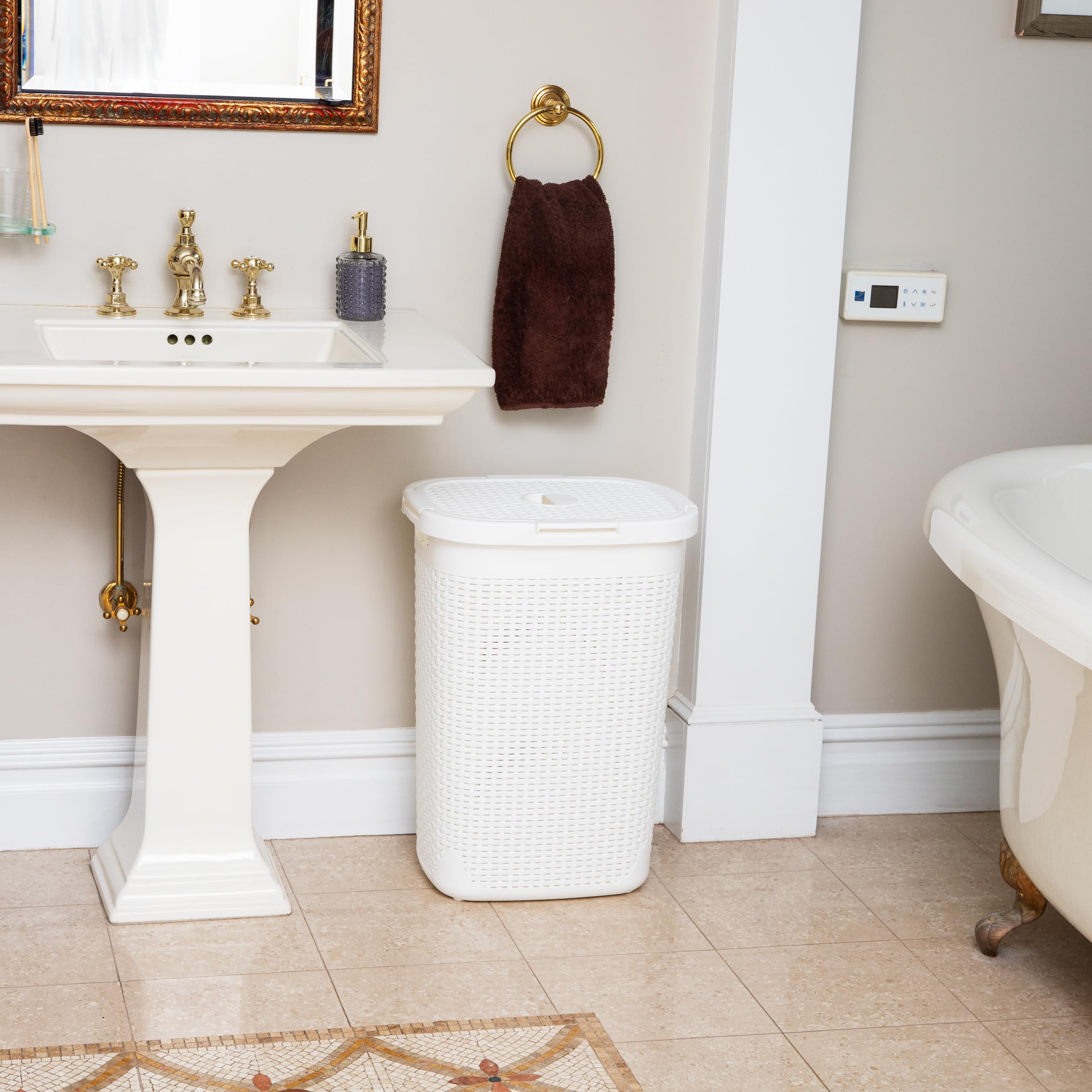 Mind Reader Slim Laundry Hamper base dimensions suit compact floor layouts.