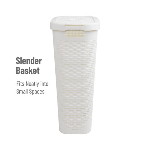 Mind Reader Slim Laundry Hamper narrow base reduces floor footprint