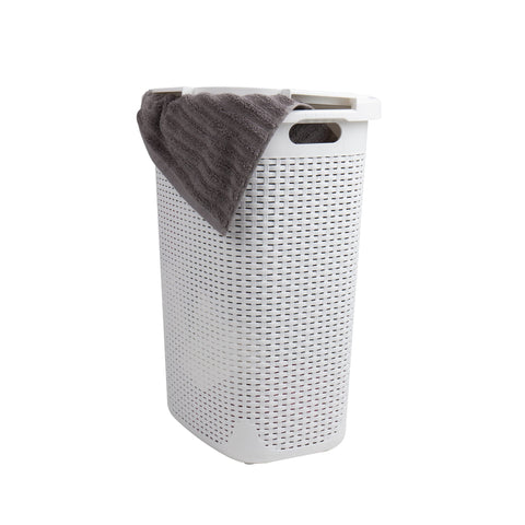 Mind Reader Slim Laundry Hamper ideal for bathrooms and closets.