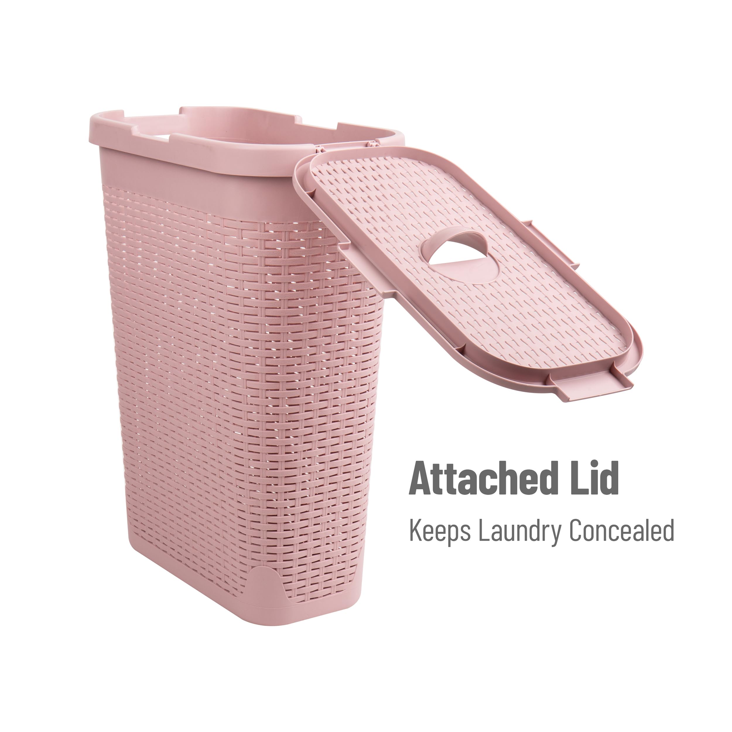 Mind Reader Slim Laundry Hamper built-in handles for easy carrying around the home.