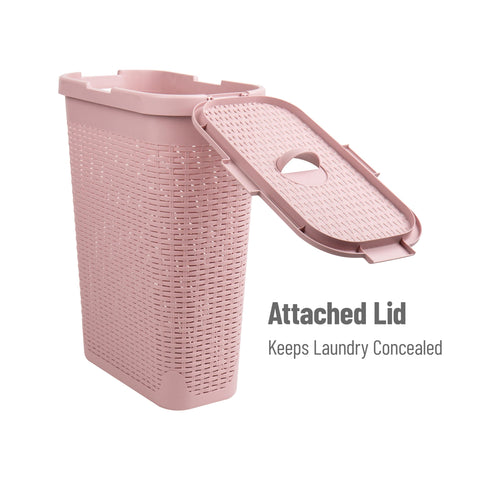 Mind Reader Slim Laundry Hamper built-in handles for easy carrying around the home.