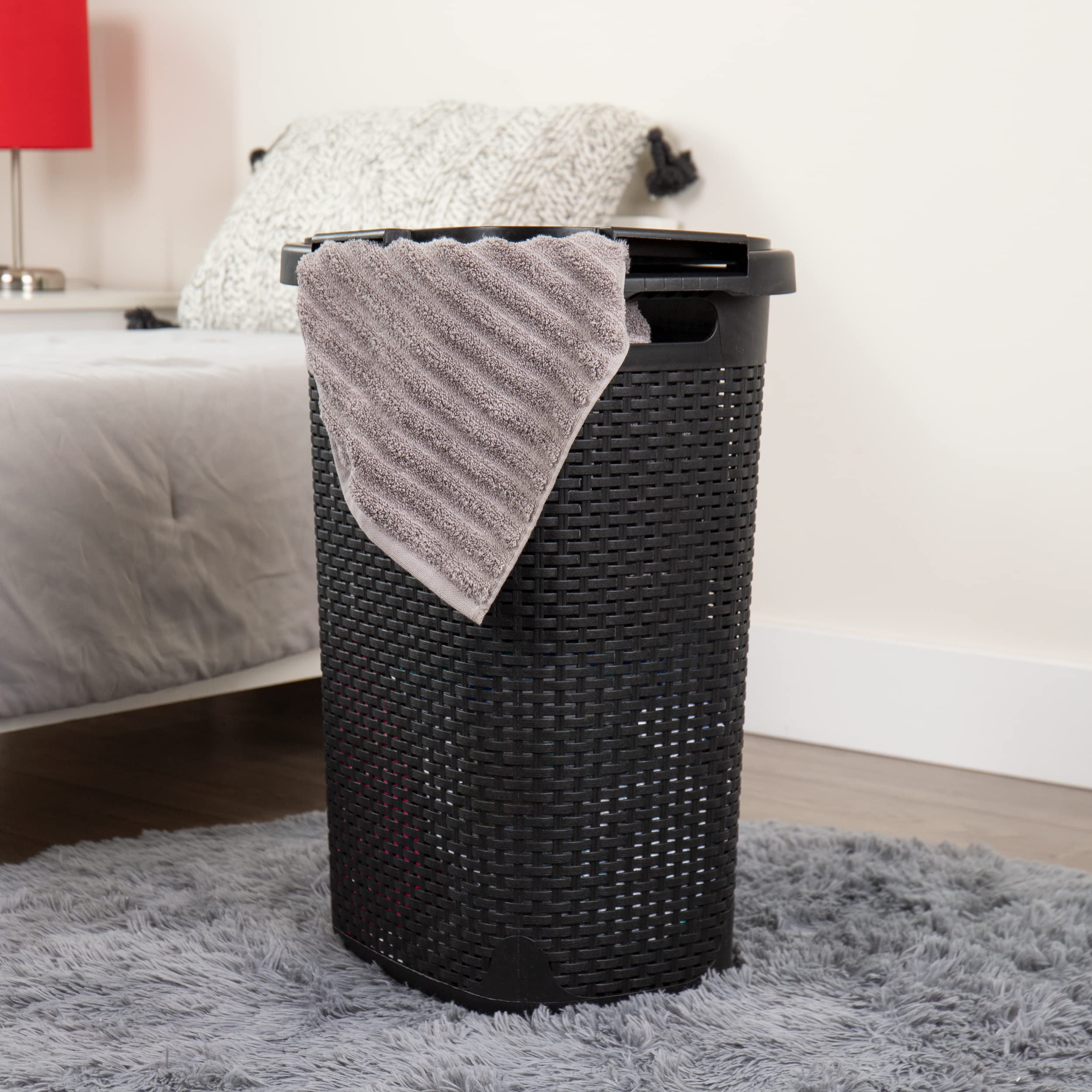 Mind Reader slim laundry hamper with built-in handles for easy carrying