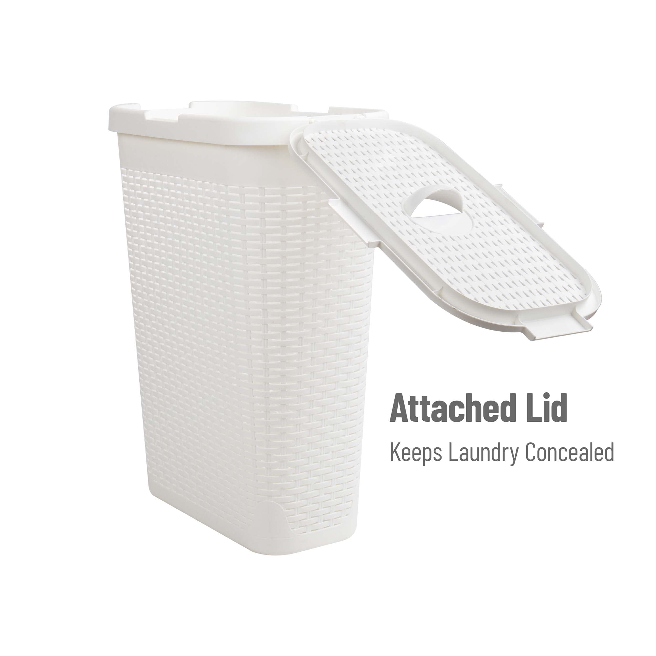 Mind Reader slim laundry hamper, compact fit in closet or bathroom for clutter control