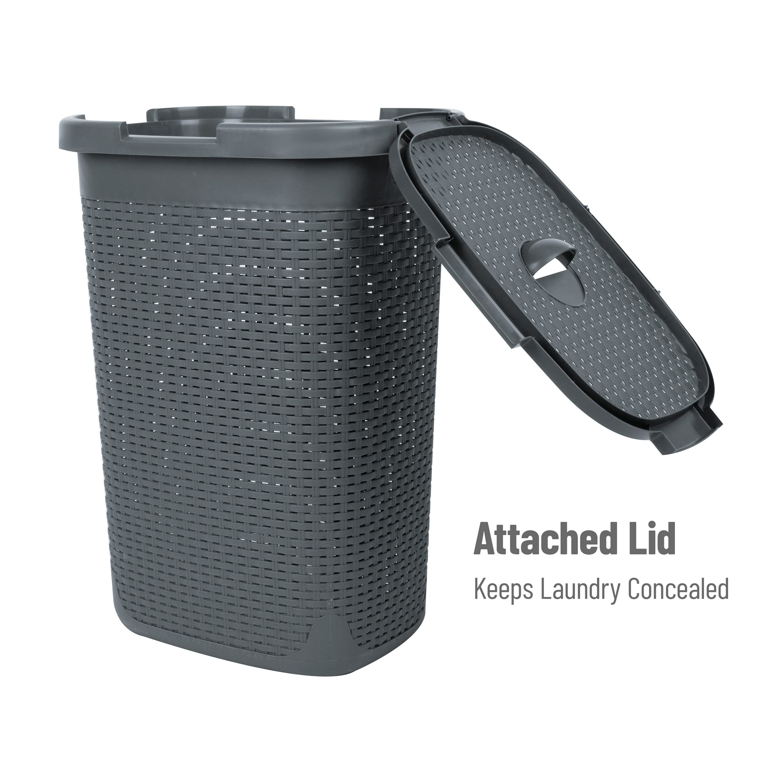 Mind Reader hamper with integrated handles supports easy carry between rooms.