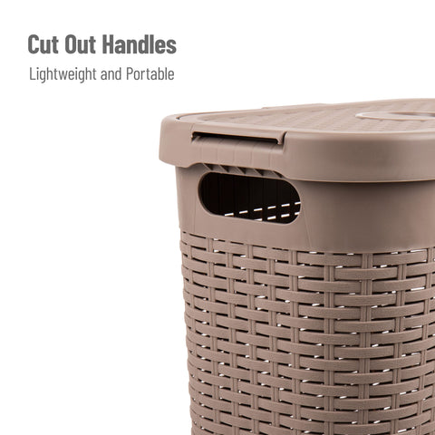 Mind Reader slim hamper with integrated handles, easy lifting and repositioning.